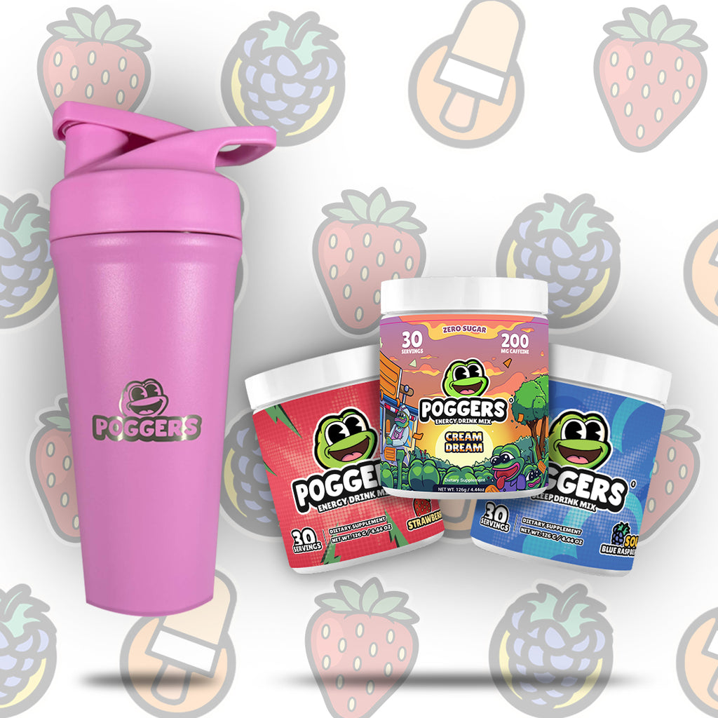 Pink 24oz Stainless Steel Shaker & 3 Tubs Bundle