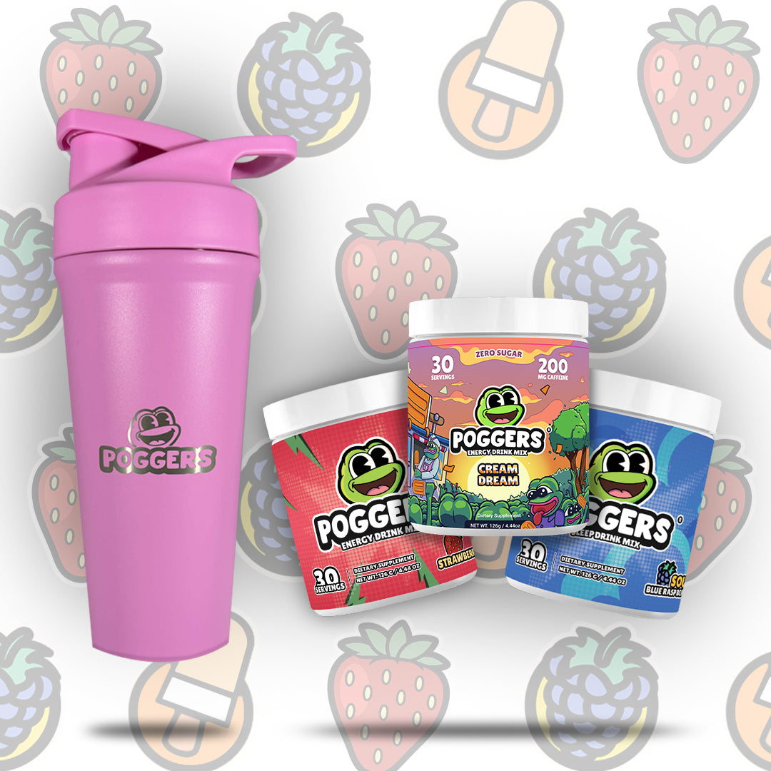 Pink 24oz Stainless Steel Shaker & 3 Tubs Bundle